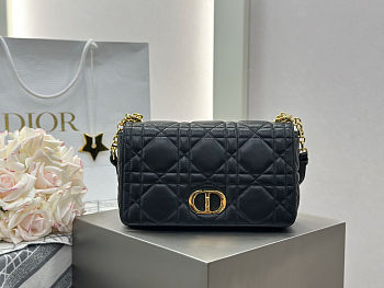 Dior Medium Soft Caro Bag Black Gold 25x16x9cm