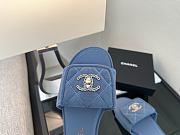 Chanel Blue Denim Slides - 4