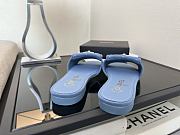 Chanel Blue Denim Slides - 2
