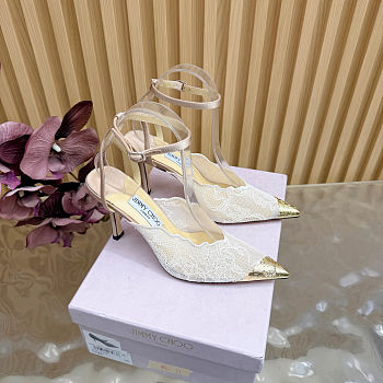Jimmy Choo Faiz 100 White Lace Pumps
