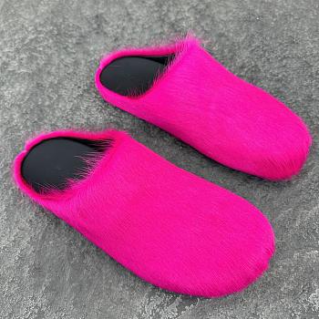 Marni Fussbet Sabot pink calf-hair slippers 