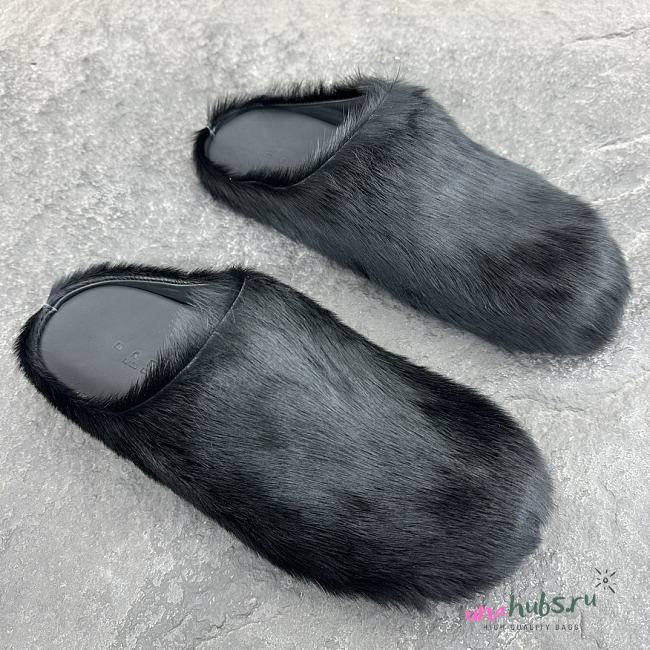 Marni Fussbet Sabot black calf-hair slippers - 1