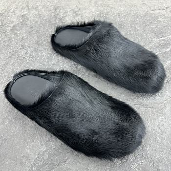 Marni Fussbet Sabot black calf-hair slippers