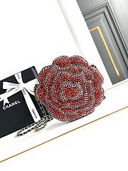 Chanel Plexiglass Strass Camellia Minaudiere Clutch Pink Black - 1