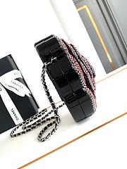 Chanel Plexiglass Strass Camellia Minaudiere Clutch Pink Black - 3