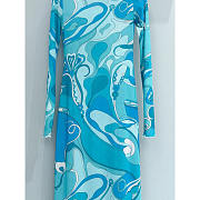 Pucci Printed Long Sleeve Maxi Dress In Blue - 2