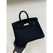 Hermes Birkin 25 Bag Black Doblis Suede 25cm - 1
