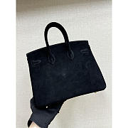 Hermes Birkin 25 Bag Black Doblis Suede 25cm - 3