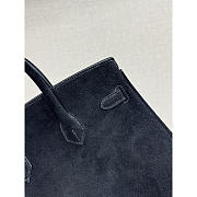 Hermes Birkin 25 Bag Black Doblis Suede 25cm - 2