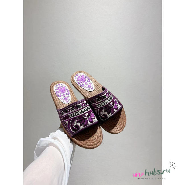 Dolce & Gabbana Slides With Thread Embroidery Purple - 1