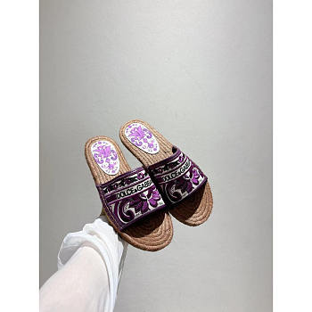 Dolce & Gabbana Slides With Thread Embroidery Purple