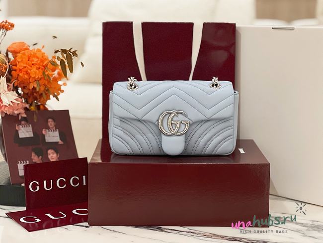 Gucci Marmont Light Blue 22x12.5x6cm - Unahubs - 1