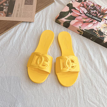 Dolce & Gabbana Rubber Beachwear Sliders Yellow - Unahubs