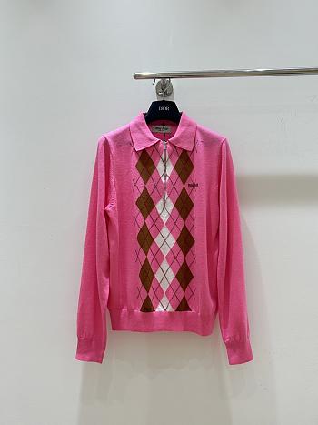 Miu Miu argyle intarsia-knit half-zip sweater