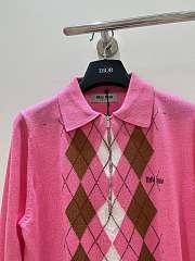 Miu Miu argyle intarsia-knit half-zip sweater - 4