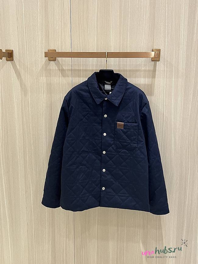 Dior Cannage Overshirt Leather Patch Navy Blue - Unahubs - 1