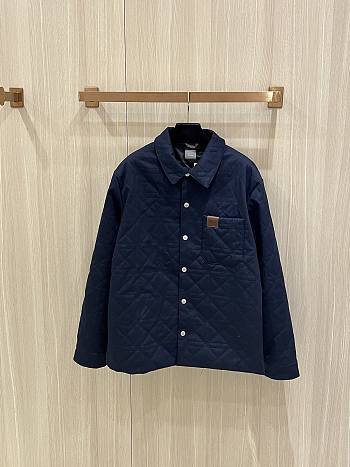 Dior Cannage Overshirt Leather Patch Navy Blue - Unahubs