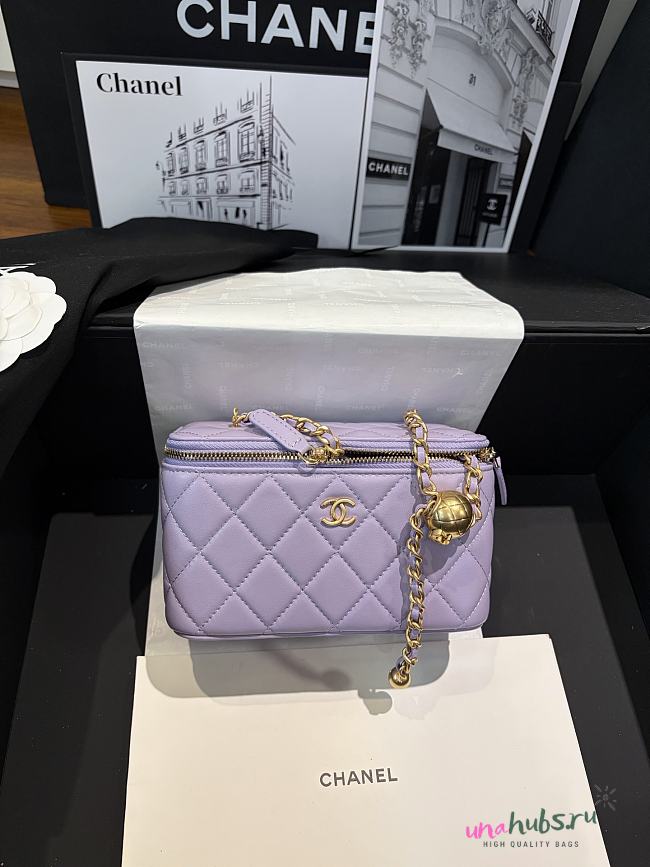 Chanel Vantiy Case Purple Leather Bag 17x9.5x8cm - 1