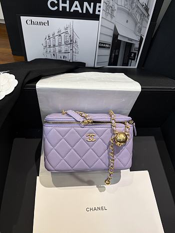 Chanel Vantiy Case Purple Leather Bag 17x9.5x8cm