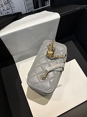 Chanel Vanity Case grey Leather Bag 17x9.5x8cm - 3