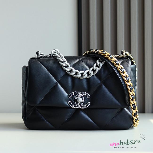 Chanel 19 Flap Bag Black silver Lambskin 26cm - 1