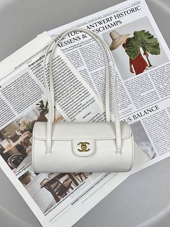 Chanel Preppy Coco Bowling Bag White Caviar 20x10x11cm - Unahubs 