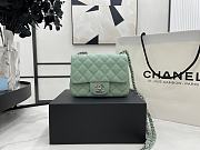 Chanel Mini Flap Bag Light Green Silver Caviar 17cm - Unahubs - 1