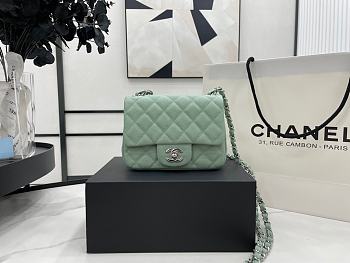 Chanel Mini Flap Bag Light Green Silver Caviar 17cm - Unahubs
