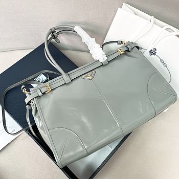 Prada Bonnie Leather Handbag Grey Green 38x30x12cm
