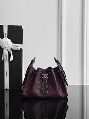 Chanel Mini 25 Handbag Burgundy Silver Caviar 22x20x12.5cm - 1