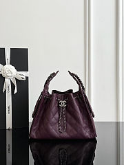 Chanel Small 25 Handbag Burgundy Silver Caviar 30x26x14cm - 1