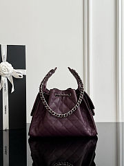 Chanel Small 25 Handbag Burgundy Silver Caviar 30x26x14cm - 5