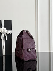 Chanel Small 25 Handbag Burgundy Silver Caviar 30x26x14cm - 3