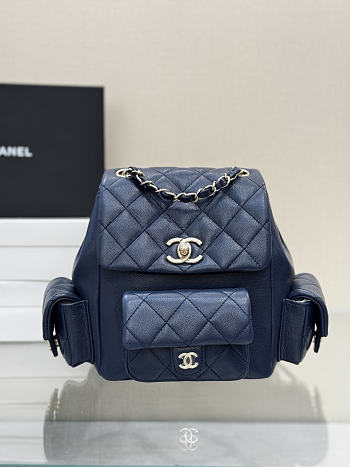 Chanel Duma Caviar Navy Blue Backpack 21.5x19.5x12cm
