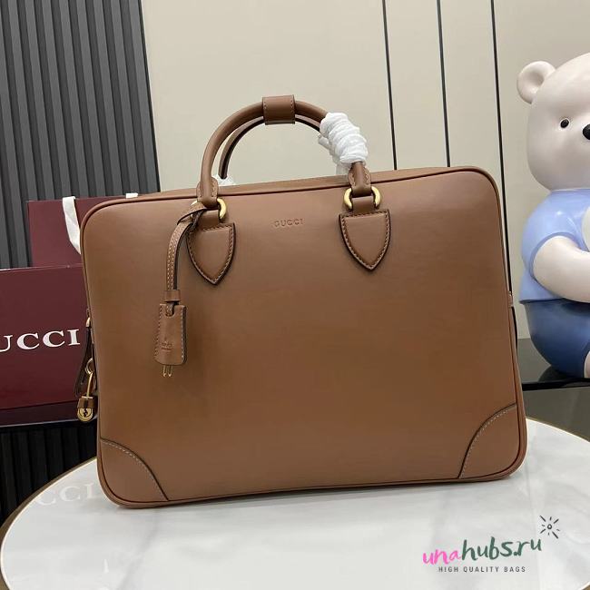 Gucci emblem brown briefcase 40x30x6cm - Unahubs - 1