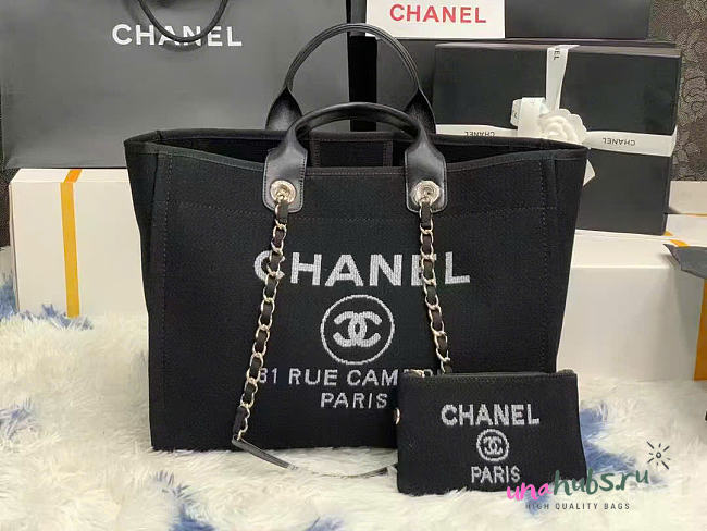 Chanel Shopping Tote Black Bag 38cm - Unahubs - 1