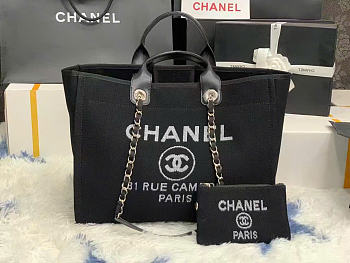 Chanel Shopping Tote Black Bag 38cm - Unahubs