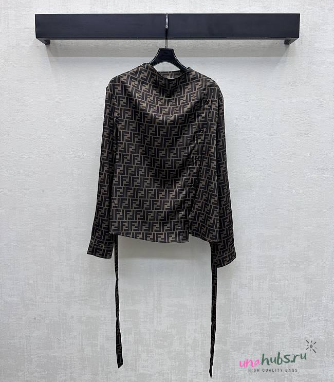 Fendi FF Logo Silk Blouse - Unahubs - 1
