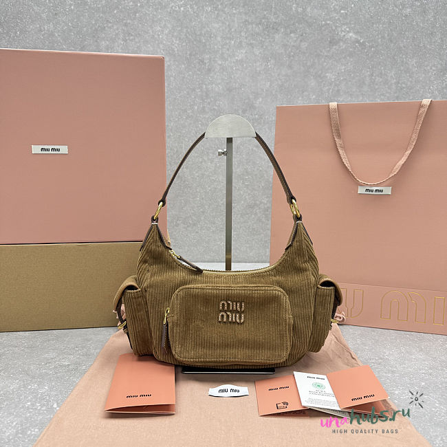 Miu Miu Brown Pocket Shoulder Bag 22x18.5x7cm - Unahubs - 1
