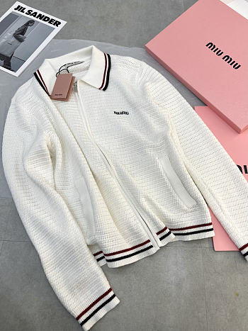 Miu Miu Cotton knit zipper cardigan - Unahubs