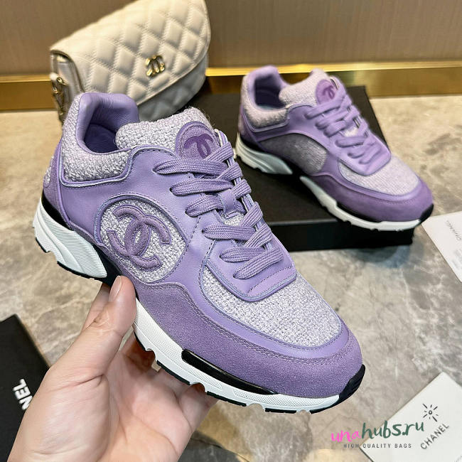 Chanel Sneakers Suede Fabric In Purple - Unahubs - 1