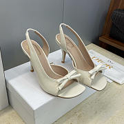 Dior Bow Heeled Slingback Sandal In Cream White - Unahubs - 1