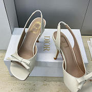 Dior Bow Heeled Slingback Sandal In Cream White - Unahubs - 4
