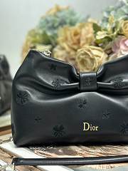 Dior Small Bow Bag Black Dior Clover Lambskin 26x16x10cm - Unahubs - 4