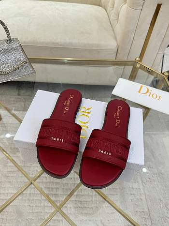 Dior Dway Slide Burgundy Grained Calfskin - Unahubs