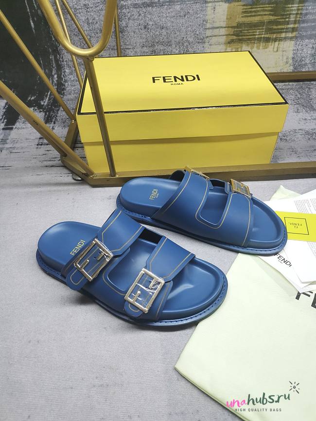 Fendi feel leather sandal Blue - Unahubs - 1