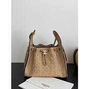 Chanel 25 Handbag Raffia Beige 30x26x14cm - 1