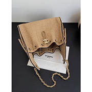 Chanel 25 Handbag Raffia Beige 30x26x14cm - 5