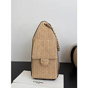Chanel 25 Handbag Raffia Beige 30x26x14cm - 3