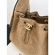 Chanel 25 Handbag Raffia Beige 30x26x14cm - 2